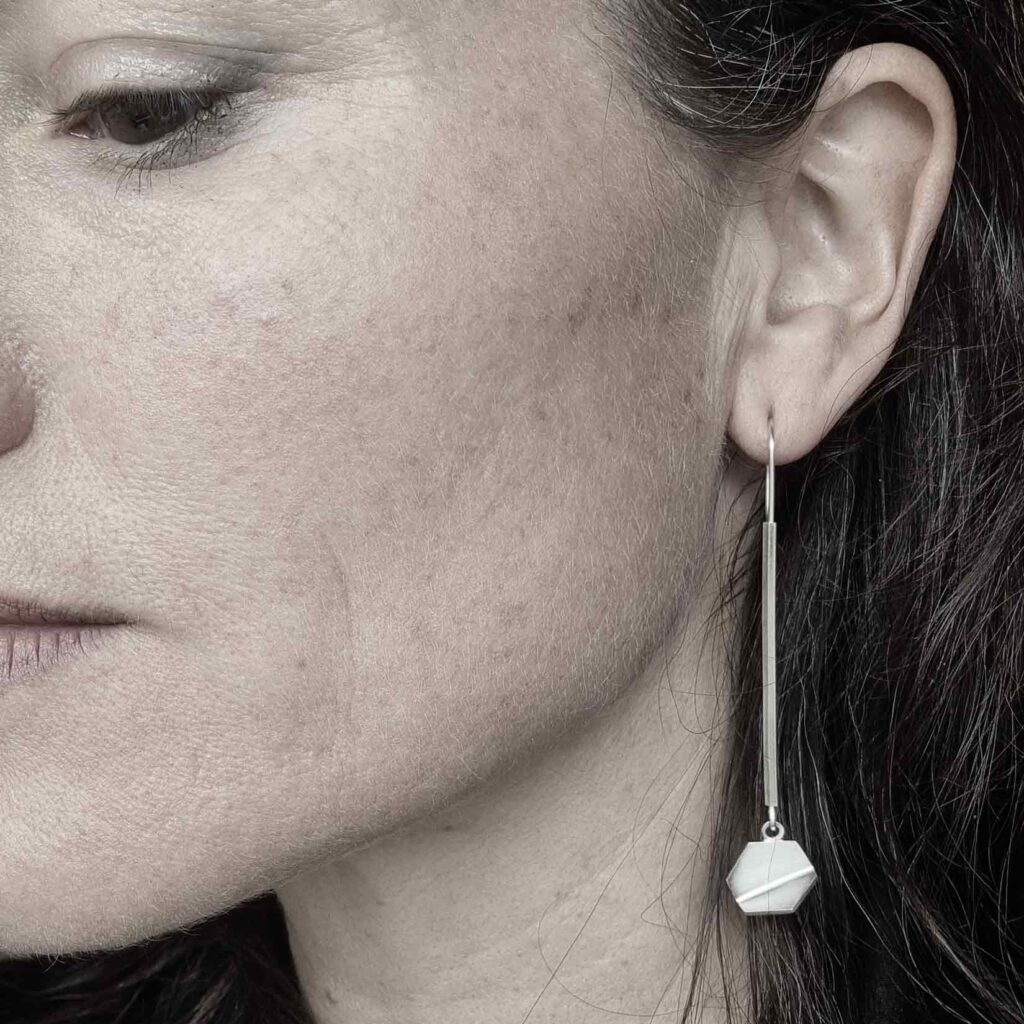 Bent Hexagon Earrings by Cheryl Sills